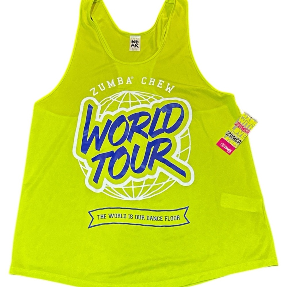 NWT Zumba Fitness Neon Yellow World Tour Tank Top